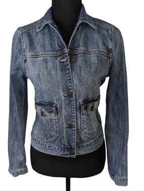 Abercrombie & Fitch Medium Blue Denim Jean Jacket Crop Size S